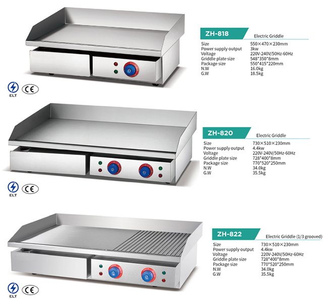 Edelstahl 3Kw, der Ausrüstungs-elektrischen Bratpfanne mit 1/3 gerilltem Grill SS kocht
