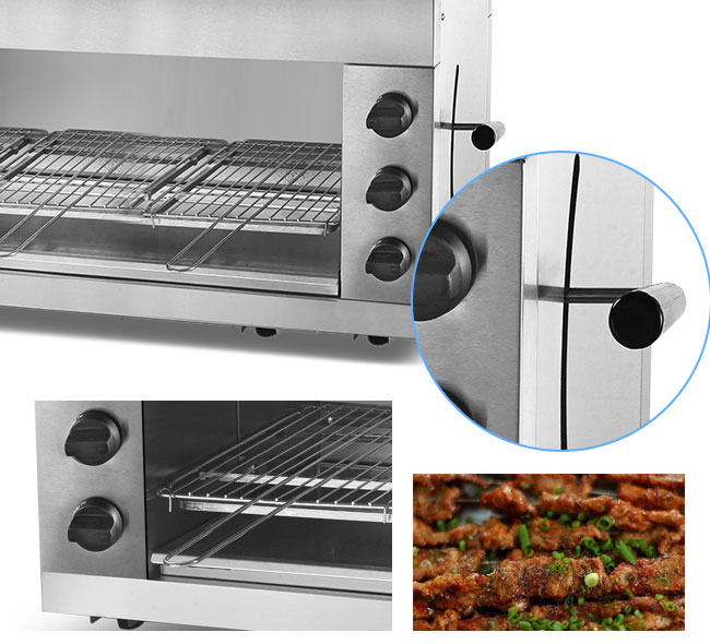 9KW Gestelle der Werbungs-2 gasen Edelstahl-Fleisch-Grill-Maschine Brenner des Salamanders 3/6 für Hotel