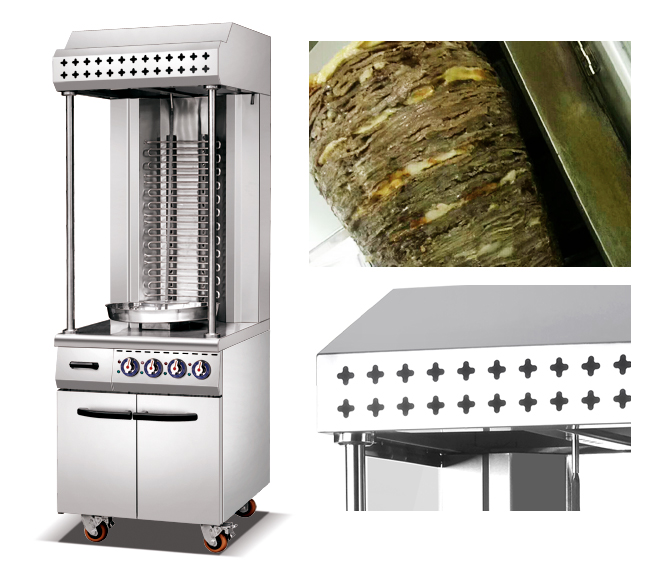 Doppelter kommerzieller elektrischer Kebab Shawarma, der Maschine mit Kabinett für Hotel-Edelstahl herstellt