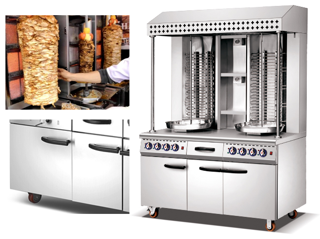 Doppelter kommerzieller elektrischer Kebab Shawarma, der Maschine mit Kabinett für Hotel-Edelstahl herstellt