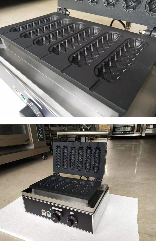 Französische 6 Loch-Waffel-Hersteller-Maschine/nicht Stock-Bäcker-Corn Hot Dog-Maschine